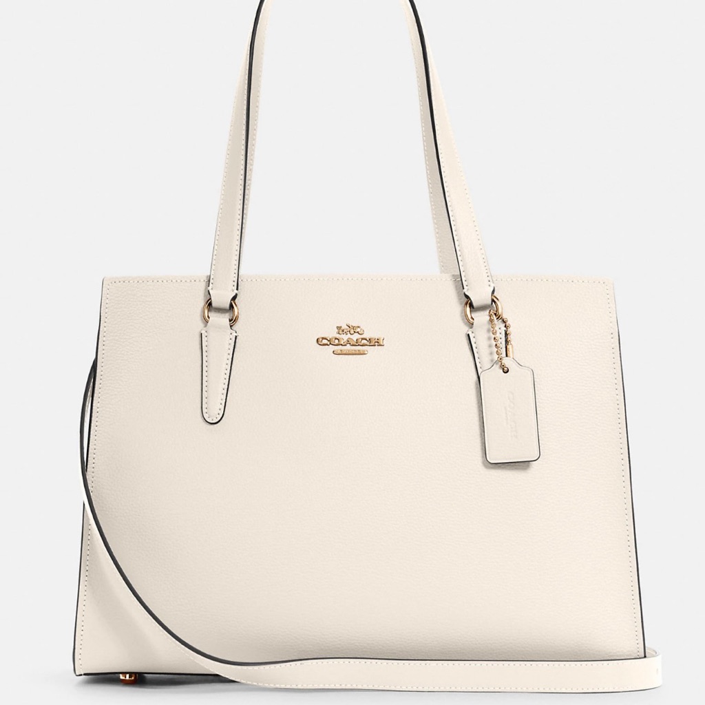 Coach Cream Leather Tote With Gold Hardware